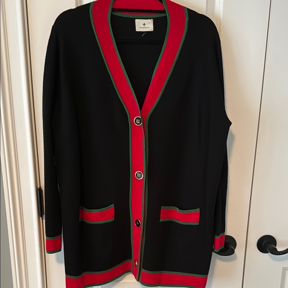 Tuckernuck Black and Red Cardigan Sweater